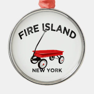 Fire Island large version Red Wagon Long Island NY Metal Ornament
