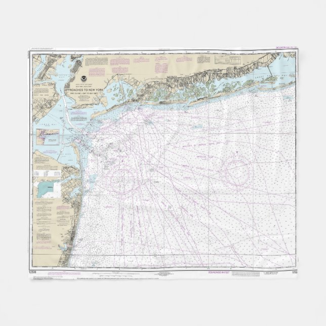 Fire Island Light to Sea Girt Nautical Chart 12326 Fleece Blanket (Front (Horizontal))