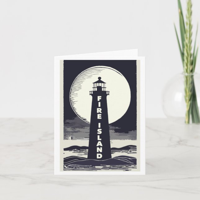 Fire Island Lighthouse New York Moon  Card (Front)