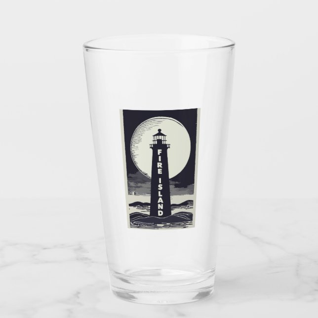 Fire Island Lighthouse New York Moon Glass (Front)
