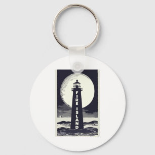 Fire Island Lighthouse New York Moon  Keychain