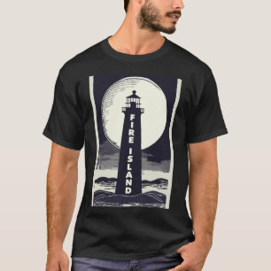 Fire Island Lighthouse New York Moon  T-Shirt