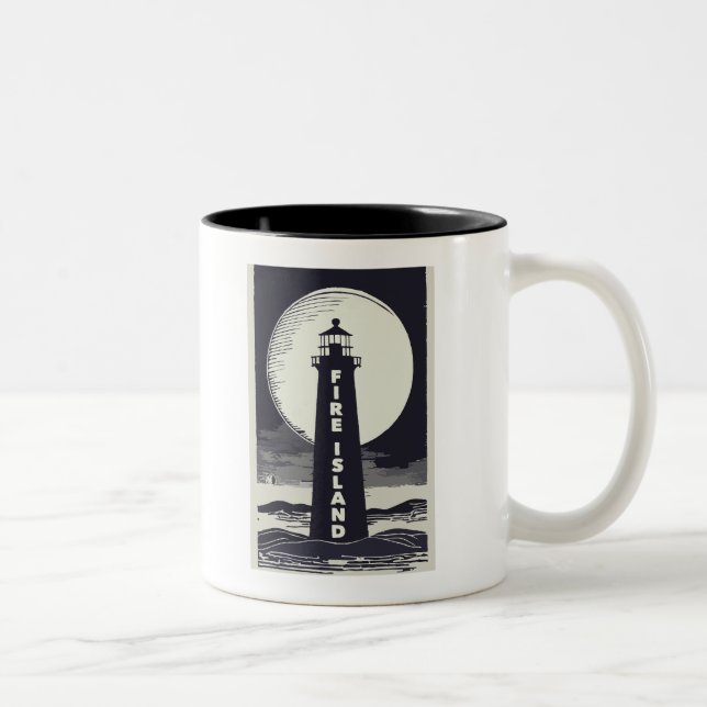 Fire Island Lighthouse New York Moon Two-Tone Coffee Mug (Right)