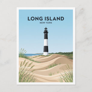 Fire Island Lighthouse Ocean Beach New York Travel Postcard