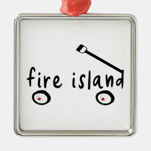 Fire Island Long Island NY wagon word summer vaca Metal Ornament