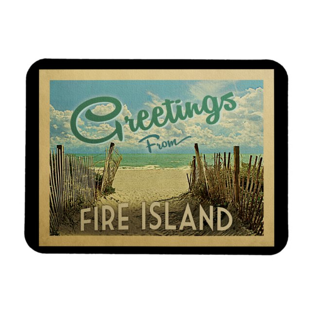 Fire Island Magnet Beach Vintage Travel (Horizontal)