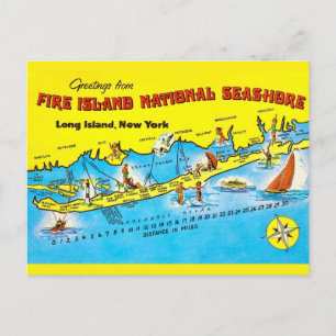 Fire Island Map Postcard