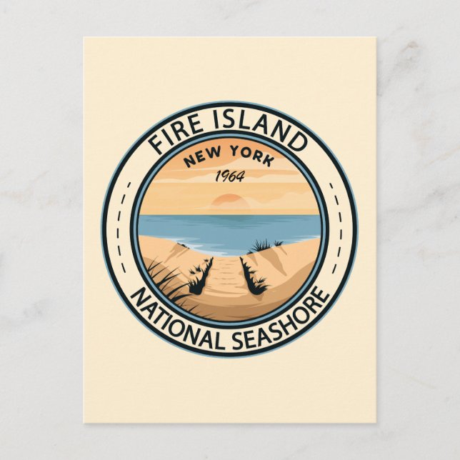 Fire Island National Seashore New York Badge Postcard (Front)