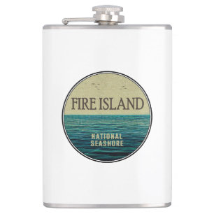 Fire Island National Seashore New York Ocean Birds Hip Flask