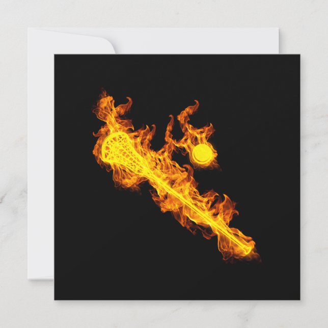 Fire Lacrosse Stick And Ball Lacrosse Player Invitation (Front)