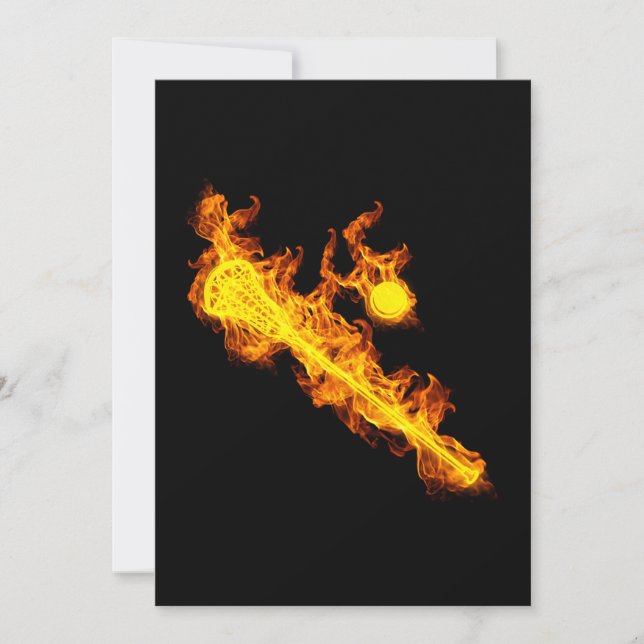 Fire Lacrosse Stick And Ball Lacrosse Player Invitation (Front)