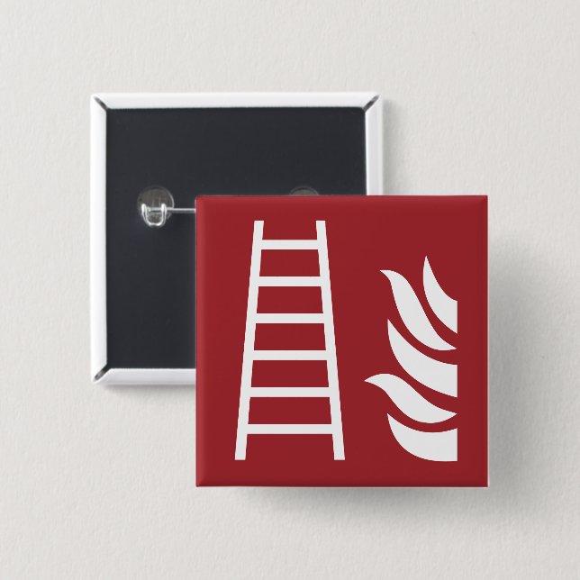 Fire Ladder Safety Sign 2 Inch Square Button (Front & Back)