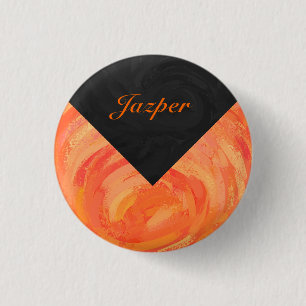 Fire Lake Orange and Black Monogram 1 Inch Round Button