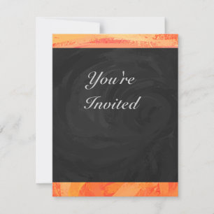 Fire Lake Orange and Black Monogram Invitation