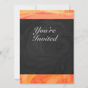 Fire Lake Orange and Black Monogram Invitation