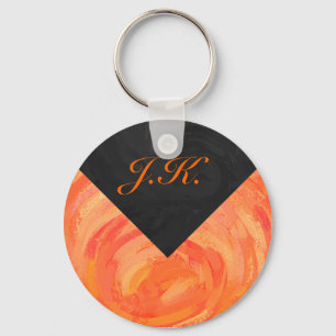 Fire Lake Orange and Black Monogram Keychain