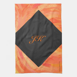 Fire Lake Orange and Black Monogram Kitchen Towel