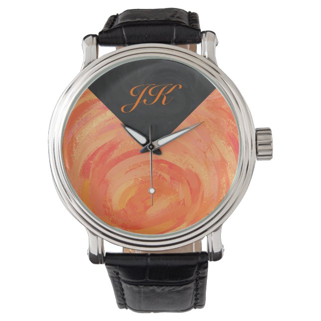 Fire Lake Orange and Black Monogram Watch (Front)