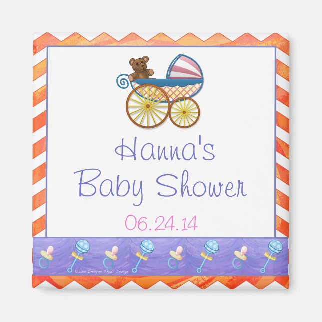 Fire Lake Orange Chevron Baby Magnet (Front)