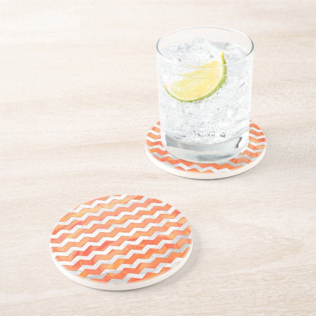 Fire Lake Orange Chevron Pattern Coaster (Side)