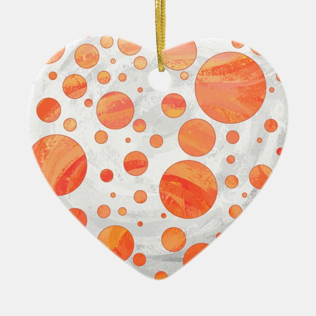 Fire Lake Orange Polka Dot Pattern Ceramic Ornament (Front)