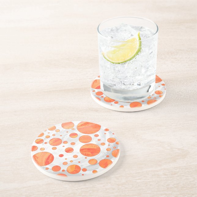 Fire Lake Orange Polka Dot Pattern Coaster (Side)