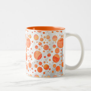 Fire Lake Orange Polka Dot Pattern Two-Tone Coffee Mug