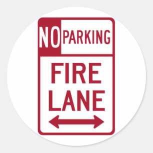 Fire Lane No Parking Sign Classic Round Sticker