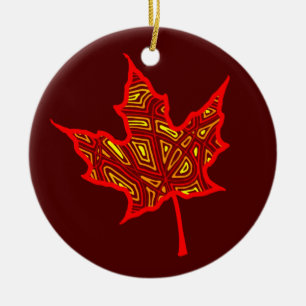 Fire Leaf Ceramic Ornament