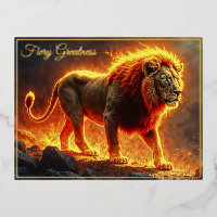 Fire Lion infernal landscape blazing mane art