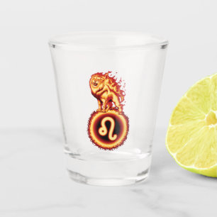 Fire Lion Symbol - Leo Zodiac Sign Shot Glass