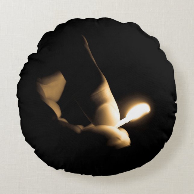 Fire Lit Match Round Pillow (Front)