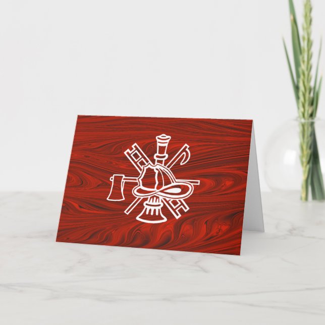 Fire Logo & Red Satin Background Customize Card (Front)
