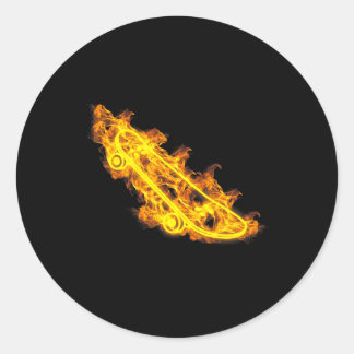 Fire Longboard Skateboard Flaming Skater Skateboar Classic Round Sticker