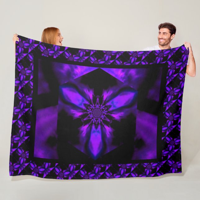 Fire Lotus Purple 1 Fleece Blanket (In Situ)