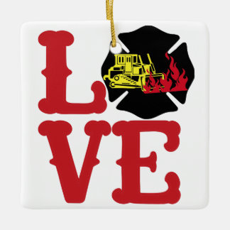 FIRE LOVE with Dozer and Flames [FL15] Ceramic Ornament