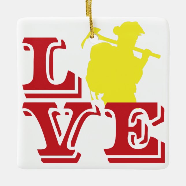 FIRE LOVE with Wildland Firefighter [FL15] Ceramic Ornament (Front)