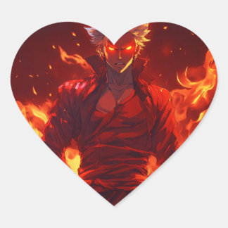 Fire man heart sticker