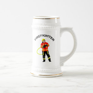 Fire man in use clothes beer glass stein