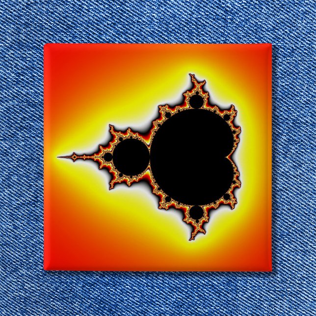 Fire Mandelbrot Fractal 2 Inch Square Button (Fire Mandelbrot Pinback Button)