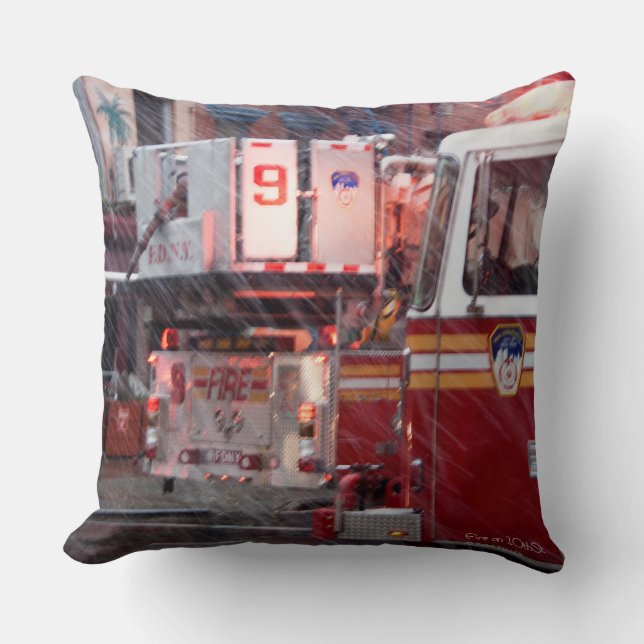 Fire On 10th ST Throw Pillow (Front)
