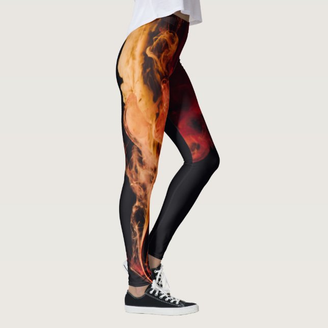 Fire on Black Leggins Leggings (Right)