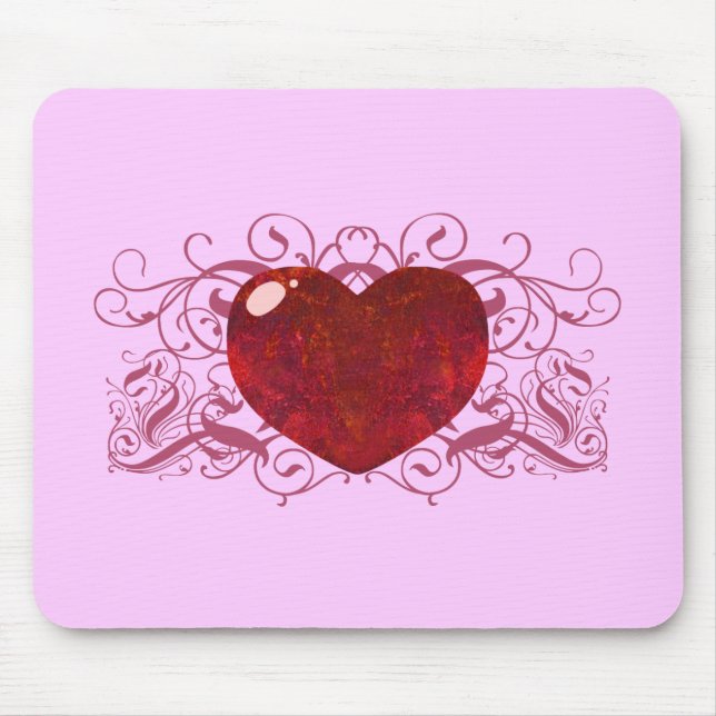 Fire Opal Heart Mouse Pad (Front)