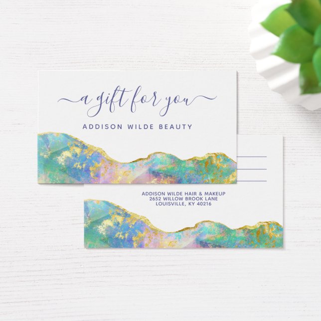 Fire Opal Rainbow Gemstone Business Gift Card (Desk)