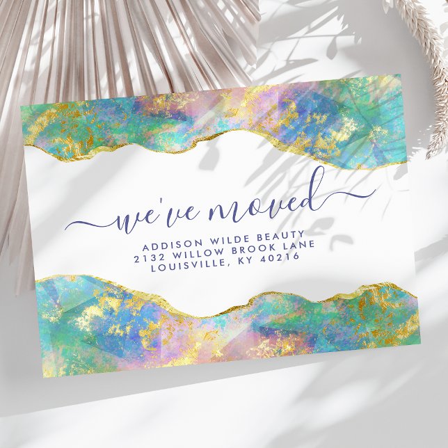 Fire Opal Rainbow Gemstone Business Moving Announcement Postcard (Creator Uploaded)