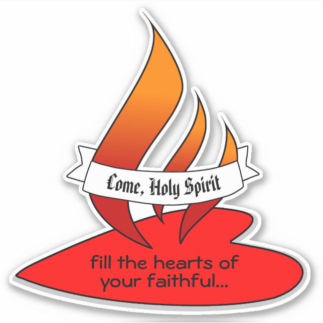 Fire or Flame and Heart with Quote Pentecost 1UP (Front)