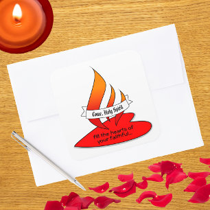 Fire or Flame and Heart with Quote Pentecost Square Sticker