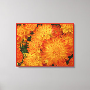 Fire Orange Chrysanthemums Canvas Print