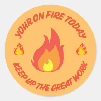 Fire orange cute teacher reward classic round sticker