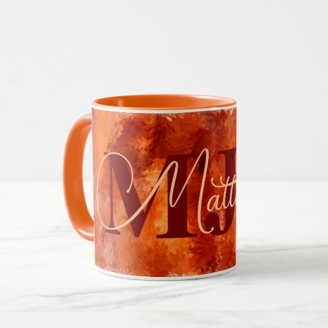 Fire Orange Impressions with Name and Monogram Mug (Front Left)